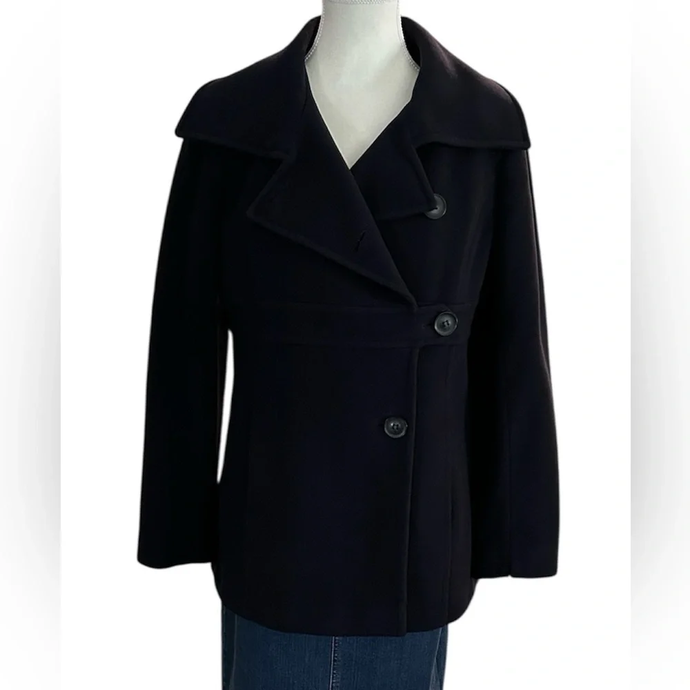 DKNY Vintage Prussian (Navy) Blue Wool Nylon Cashmere Fully Lined Peacoat Size 8